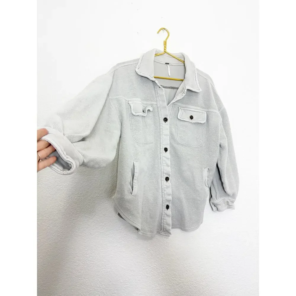 Free People Ruby Jacket in Stone Size Small Oversized Boho Shacket